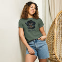 front pine Women’s waist length Stay Salty tee featuring a black Malshi (Maltese Shih Tzu) puppy graphic