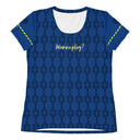 Sports Talk: Wanna Play Tennis Rackets Athletic Tee for Women (black rackets) - images on me