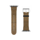 close-up silver Vaulted Glory Apple Watch band with a warm gold geometric pattern inspired by Gothic fan-vault architecture in London