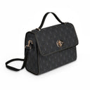 Right side: Dark purse with a repeating Eiffel Tower pattern created from a photograph taken in Paris, France