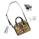 Shoulder handbag featuring a red-shouldered hawk in a tree near tennis courts (Florida) - full view