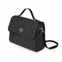 Left side: Dark purse with a repeating Eiffel Tower pattern created from a photograph taken in Paris, France