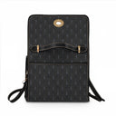 Back side of dark purse with a repeating Eiffel Tower pattern created from a photograph taken in Paris, France