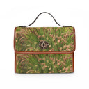 Front: Waterproof canvas shoulder handbag with a foxtail fountain grass print from a photograph taken in California