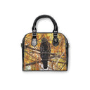 Shoulder handbag featuring a red-shouldered hawk in a tree near tennis courts (Florida) - back