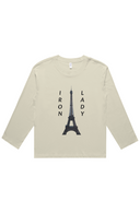 front butter Women’s long sleeve Iron Lady tee featuring an Eiffel Tower photograph captured in Paris, France