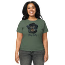front pine Women’s waist length Stay Salty tee featuring a black Malshi (Maltese Shih Tzu) puppy graphic
