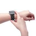 Vibe: Victoria Island Dahlia Monochrome Charm Apple Watch Band - images on me
