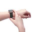Vibe: Victoria Island Dahlia Monochrome Charm Apple Watch Band - images on me