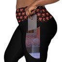 Holidays: Halloween Lady Apparition Leggings Crossover Waist with Pockets - Images On Me