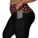 Holiday Limited: Lit Jack Halloween Leggings Crossover Waist with Pockets - Images On Me