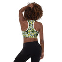 bra - sports-Nature: Victoria Island Petunias Padded Sports Bra - White Trim-2-images on me