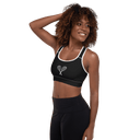 Sports: Tennis Rackets Padded Sports Bra - White Trim - images on me