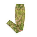 Women’s crossover leggings with pockets featuring foxtail fountain grass in green and pinkish-tan tones photographed in Yorba Linda, California