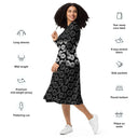 Vibe:Victoria Island Dahlia Monochrome Charm Long Sleeve Midi Dress - images on me