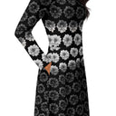 Vibe:Victoria Island Dahlia Monochrome Charm Long Sleeve Midi Dress - images on me