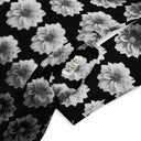 Inside pocket close-up of long sleeve midi dress with monochrome dahlia pattern — Victoria Island Monochrome Charm