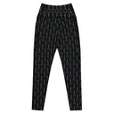 Women’s crossover leggings with pockets featuring a dark repeating Eiffel Tower pattern and Paris detail