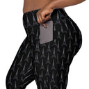 Women’s crossover leggings with pockets featuring a dark repeating Eiffel Tower pattern and Paris detail