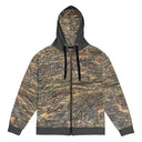 Flat front view of zip-up hoodie with all-over Cliffs of Moher rock-layer pattern, full zipper, drawcord hood by Images On Me.