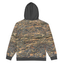 Flat back view of zip-up hoodie with all-over Cliffs of Moher rock-layer pattern, full zipper, drawcord hood by Images On Me.