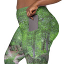 leggings - crossover waist-Explore: Legendary Irish Castle Secret Path Leggings Crossover Waist with Pockets-17-images on me