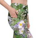 leggings - crossover waist-Nature: Historic Scottish Highland Castle Garden Flowers Leggings Crossover Waist with Pockets-1-images on me