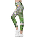 Nature: Historic Scottish Highland Castle Garden Flowers Leggings Crossover Waist with Pockets - images on me