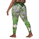 Nature: Historic Scottish Highland Castle Garden Flowers Leggings Crossover Waist with Pockets - images on me