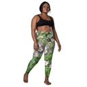 Nature: Historic Scottish Highland Castle Garden Flowers Leggings Crossover Waist with Pockets - images on me
