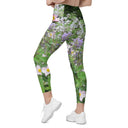 Nature: Historic Scottish Highland Castle Garden Flowers Leggings Crossover Waist with Pockets - images on me