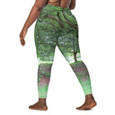 leggings - crossover waist-Nature: Legendary Irish Castle Grounds Leggings Crossover Waist with Pockets-10-images on me