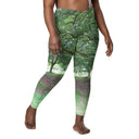 leggings - crossover waist-Nature: Legendary Irish Castle Grounds Leggings Crossover Waist with Pockets-11-images on me