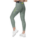 leggings - crossover waist-Sports Talk: Play Tennis Rackets Leggings Crossover Waist with Pockets-5-images on me