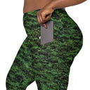 Vibe: Historic Scottish Highland Castle Garden Hedge and Flowers Leggings Crossover Waist with Pockets - images on me