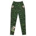 Vibe: Historic Scottish Highland Castle Garden Hedge and Flowers Leggings Crossover Waist with Pockets - images on me