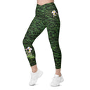 Vibe: Historic Scottish Highland Castle Garden Hedge and Flowers Leggings Crossover Waist with Pockets - images on me