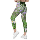 Nature: Historic Scottish Highland Castle Garden Flowers Leggings Straight Waist with Pockets - images on me
