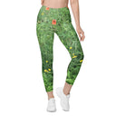 leggings - straight waist-Nature: Loch Ness Poppies Leggings Straight Waist with Pockets-1-images on me