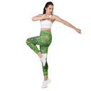 leggings - straight waist-Nature: Loch Ness Poppies Leggings Straight Waist with Pockets-11-images on me