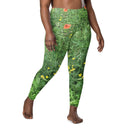 leggings - straight waist-Nature: Loch Ness Poppies Leggings Straight Waist with Pockets-8-images on me