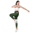 Vibe: Historic Scottish Highland Castle Garden Hedge and Flowers Leggings Straight Waist with Pockets - images on me
