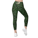 leggings - straight waist-Vibe: Historic Scottish Highland Castle Garden Hedge and Flowers Leggings Straight Waist with Pockets-2-images on me