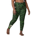 Vibe: Historic Scottish Highland Castle Garden Hedge and Flowers Leggings Straight Waist with Pockets - images on me