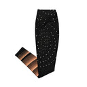 side flat Women’s crossover leggings with pockets featuring a black and bronze architectural print from the Dr. Phillips Center for the Performing Arts in Orlando