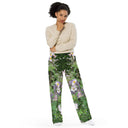 pants - wide-leg lightweight-Nature: Historic Scottish Highland Castle Garden Flowers Unisex Wide-leg Pants-10-images on me