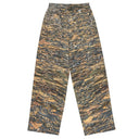 Back flat view of wide-leg lightweight pants with all-over Cliffs of Moher rock-layer pattern (Nature’s Pattern) by Images On Me.