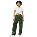 pants - wide-leg lightweight-Vibe: Historic Scottish Highland Castle Garden Hedge and Flowers Unisex Wide-leg Pants-2-images on me