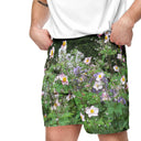 shorts - mesh (long)-Nature: Historic Scottish Highland Castle Garden Flowers Unisex Mesh Shorts-11-images on me