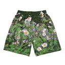 shorts - mesh (long)-Nature: Historic Scottish Highland Castle Garden Flowers Unisex Mesh Shorts-5-images on me